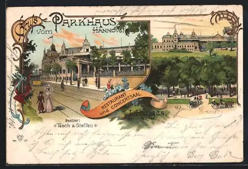 Lithographie Hannover, Restaurant Parkhaus, Mehrfachansicht