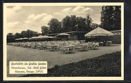 AK Hannover-Herrenhausen, Gaststätte im Grossen Garten, Inh. Adolf Gillert