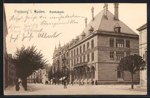 AK Freiburg / Breisgau, Strassenpartie an der Reichsbank