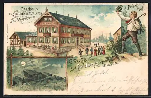 Lithographie Feldberg i. T., Gasthaus zur Walküre, Bes. Jac. Ungeheuer