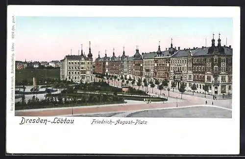 AK Dresden-Löbtau, mit leuchtenden Fenstern, der Friedrich-August-Platz