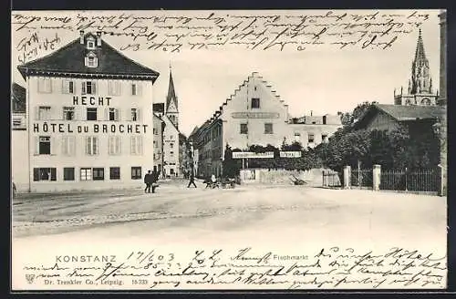 AK Konstanz, Fischmarkt mit Hotel Hecht