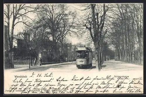 AK Hamburg-Wandsbek, Schlossstrasse mit Strassenbahn