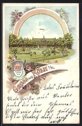 Lithographie Köln-Riehl, Flora, Wappen