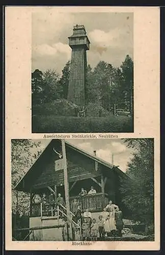 AK Neuhütten / Württ., Blockhaus, Aussichtsturm Steinknickle