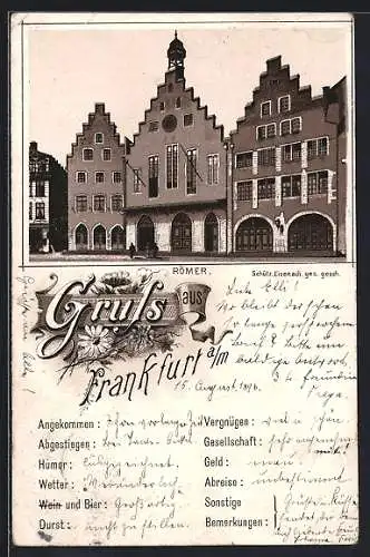 Lithographie Alt-Frankfurt, der Römer