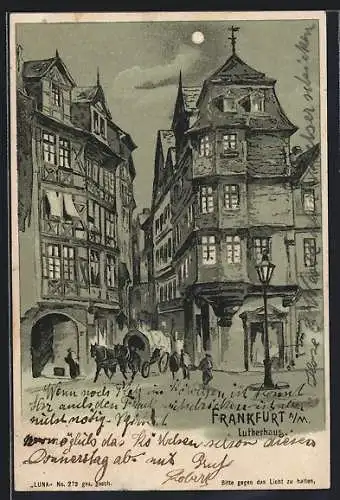 Lithographie Alt-Frankfurt, Blick auf das Lutherhaus