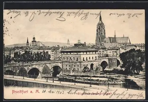 AK Frankfurt a. M., Blick von Sachsenhausen mit Kirche