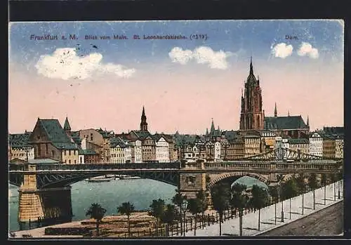 AK Alt-Frankfurt, Blick vom Main mit St. Leonhardskirche und Dom