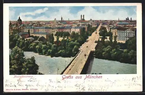 AK München, Teilansicht mit Maximilianstrasse