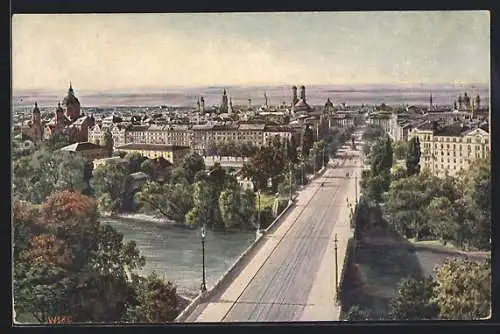 AK München, Blick vom Maximilianeum auf die Stadt