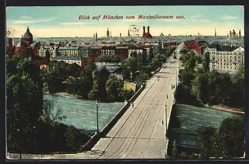 AK München, Teilansicht mit Strassenpartie mit Maximilianeum