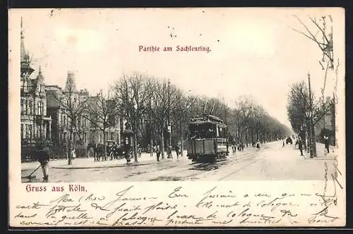 AK Köln-Neustadt, Strassenbahn am Sachsenring