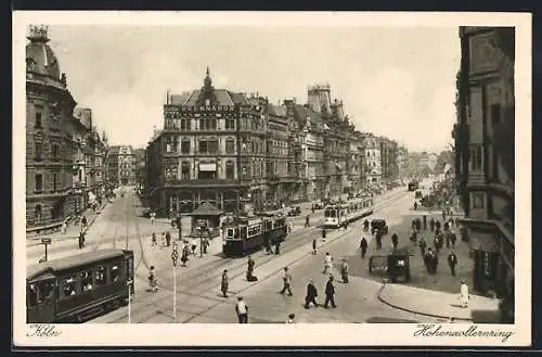 AK Köln-Neustadt, Strassenbahnen am Hohenzollernring