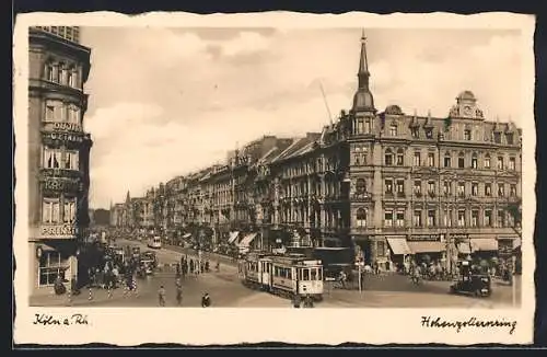 AK Köln-Neustadt, Strassenbahn auf dem Hohenzollernring