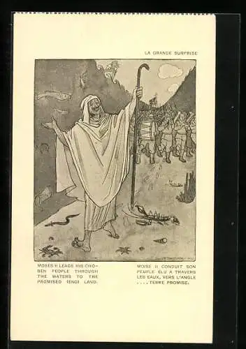 Künstler-AK Louis Raemaekers: La Grande Surprise, Moise il conduit son peuple...