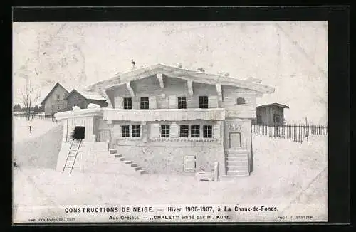 AK La Chaux-de-Fonds, Aux Cretets, Chalet edifie par M. Kunz