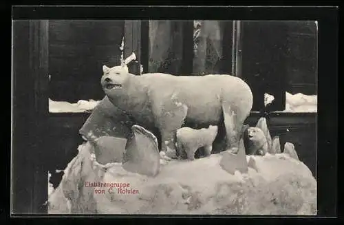 AK Clausthal-Zellerfeld, Schneebauten beim IX. Winterfest des O. H. S. K., Eisbärengruppe von C. Rolvien