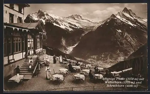 AK Schynige Platte, Gasthaus mit Wetterhorn und Schreckhorn