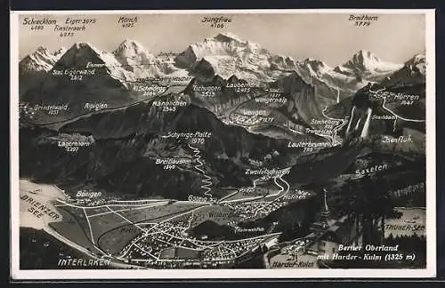 AK Interlaken, Berner Oberland mit Harder-Kulm