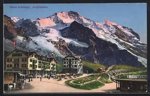 AK Kleine Scheidegg, Jungfraubahn am Kurhaus