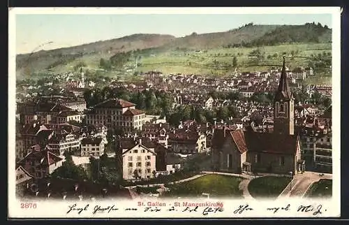 AK St. Gallen, Blick auf die St. Mangenkirche