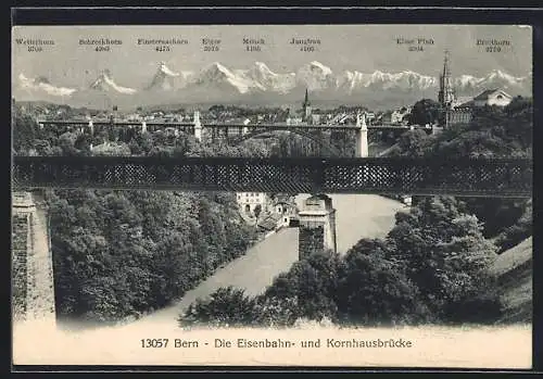 AK Bern, Die Eisenbahn- und Kornhausbrücke