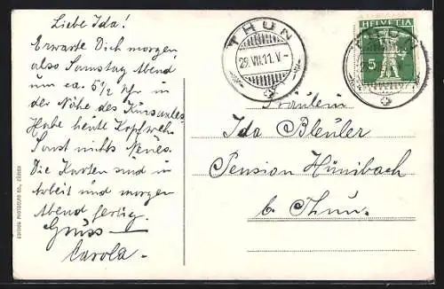 AK Thun, Scherzligen - Kirche mit Stockhorn, Thunersee