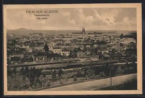 AK Esch-sur-Alzette, Stadtansicht mit Bahnhof