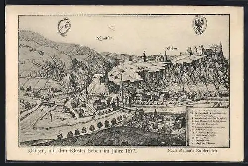 AK Klausen, Gesamtansicht nach Merian 1677