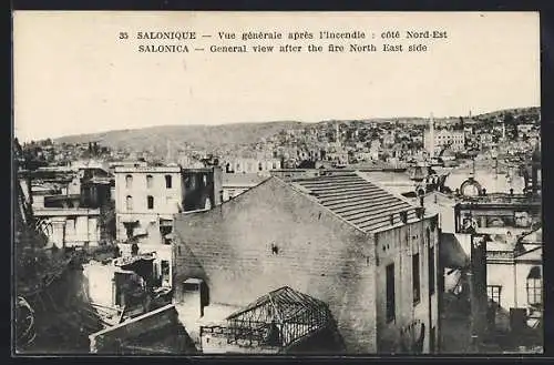 AK Salonique / Salonica, Vue générale après l`incendie / General view after the fire