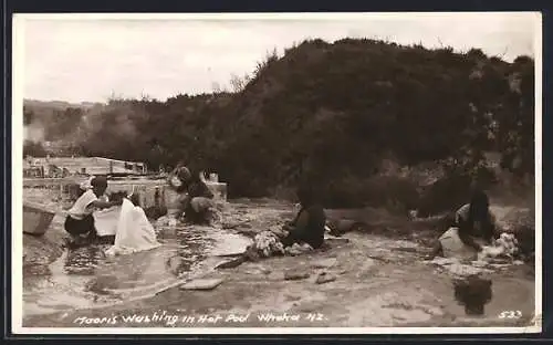 AK Whaka, Maoris washing in hot pool