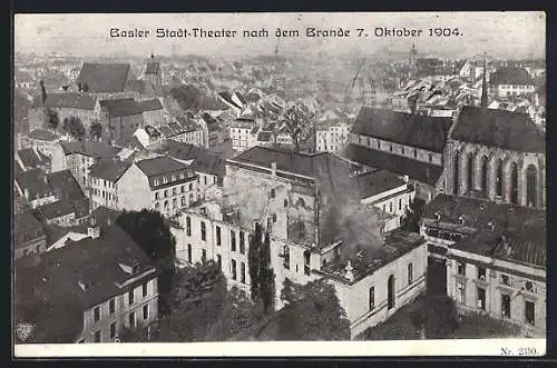 AK Basel, Das Stadttheater nach dem Brand am 07.10.1904