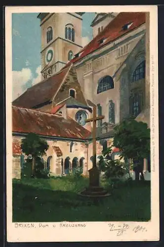 Künstler-Lithographie Zeno Diemer: Brixen, Dom & Kreuzgang