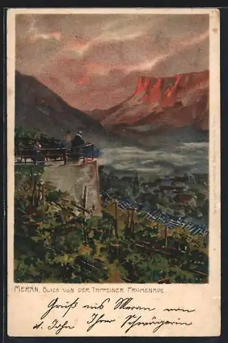 Künstler-AK Zeno Diemer: Meran, blick von der Tappeiner Promenade