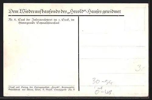 AK Wien, Juliunruhen 1927, Herold-Haus, verwüsteter Saal der Inseratensetzerei