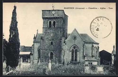 AK Martrin /Aveyron, Cimetière, Eglise, Tour