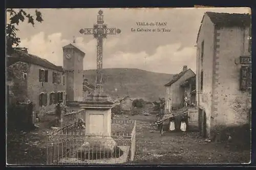 AK Viala-du-Tarn, Le Calvaire et la Tour