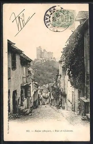 AK Najac /Aveyron, Rue et Château