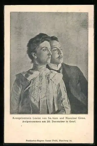 AK Genf, Kronprinzessin Louise von Sachsen und Monsieur Giron