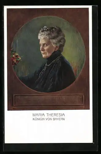 Künstler-AK Königin Maria Therese von Bayern in Schwarz