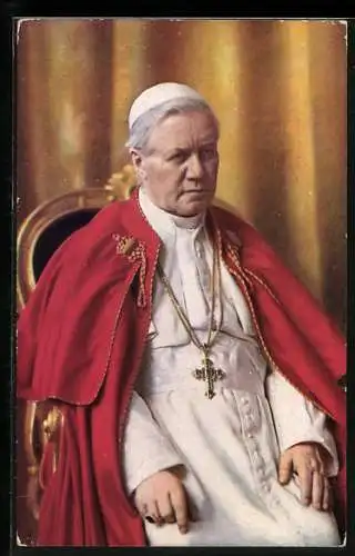 AK S. H. Papst Pius X mit Kreuzkette