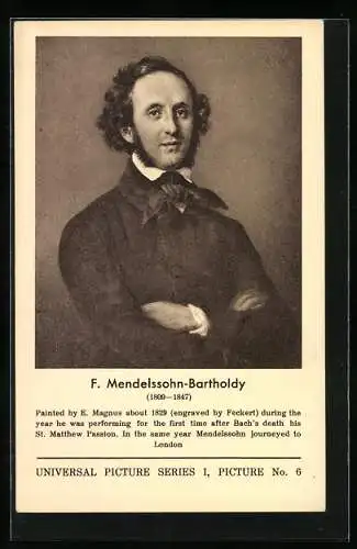 Künstler-AK F. Mendelssohn-Bartholdy mit verschränkten Armen