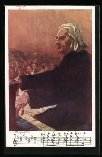 AK Franz Liszt am Klavier, IIième Rhapsodie