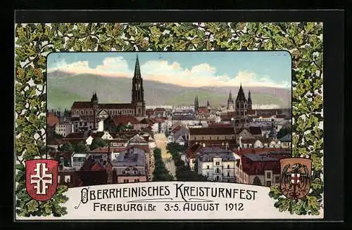 AK Freiburg i. Br., Oberrheinisches Kreisturnfest 1912, Ortspartie