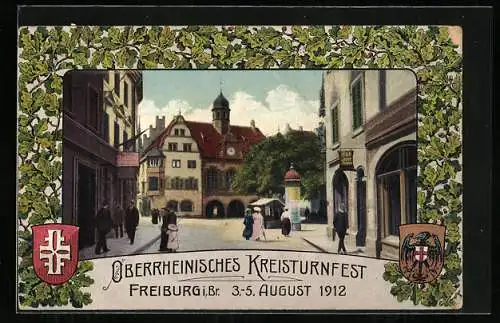 AK Freiburg i. Br., Oberrheinisches Kreisturnfest 1912, Strassenpartie