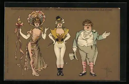 Künstler-AK Albert Guillaume: Paris, Exposition universelle de 1900, Theatre des Bonhommes Guillaume (La Frise)