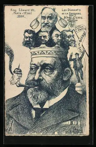 Künstler-AK Charles Denizard (Orens): König Edward VII. von England, Karikatur