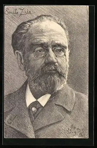 Künstler-AK Charles Denizard (Orens): Schriftsteller Emile Zola