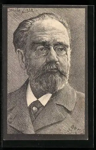 Künstler-AK Charles Denizard (Orens): Porträt Dichter Emile Zola